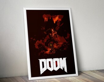 Doom Poster | Doomguy Artwork | Doom Prints | Gaming Posters | Video Game Posters | Wall Decor Posters | Large Poster Print | Gamer Gifts