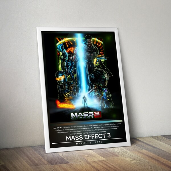 Mass Effect 3 Poster | Mass Effect Prints | Gaming Posters | 4 Colors | Video Game Posters | Wall Decor Posters | Large Poster Prints