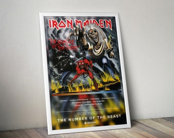 Iron Maiden Poster Print | The Number Of The Beast Poster | Album Poster Print | 4 Color | Wall Decor Poster | Album Cover | RockMusicPoster