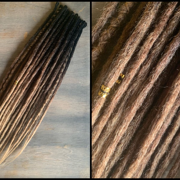 Black to Brown to Blonde ombre  synthetic dreadlock extension | black brown blonde ombre