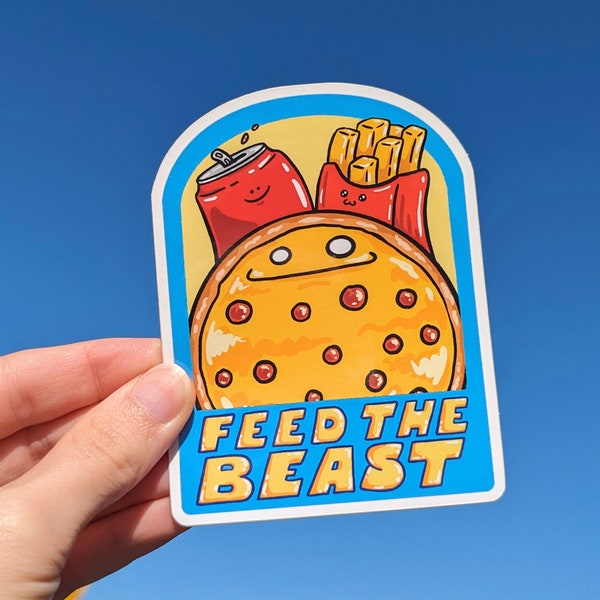 Feed the Beast Pizza Sticker | Sweet and Sinister | Kawaii, Cute, Fast Food, Fries, Soda, Absurd