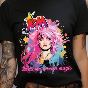 Jem and the holograms women T-shirt Gildan softstyle -80s cartoon retro vibes, neon colors, perfect for Fall and winter