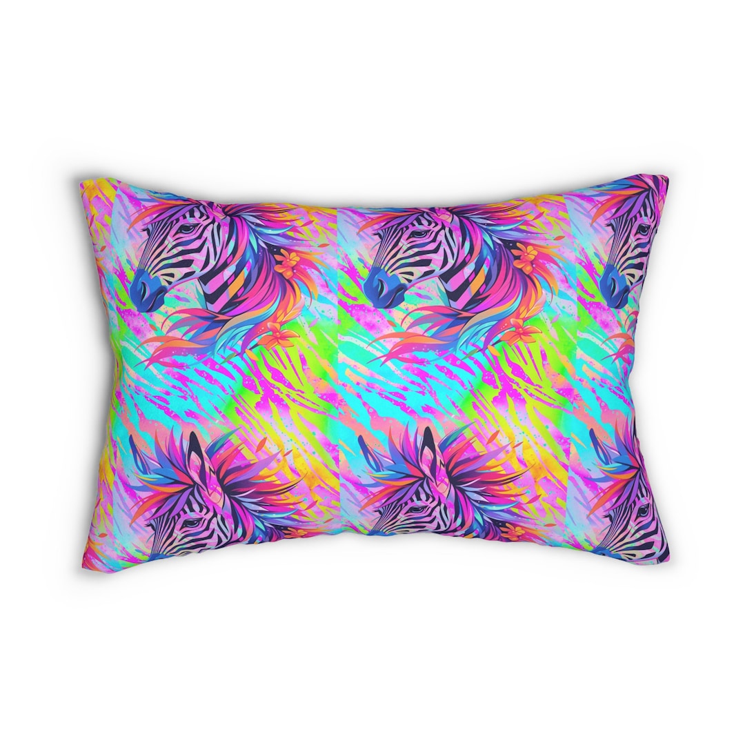 Tropical Zebra Lumbar Pillow 70s 80s90s Zookeeper Gift Etsy