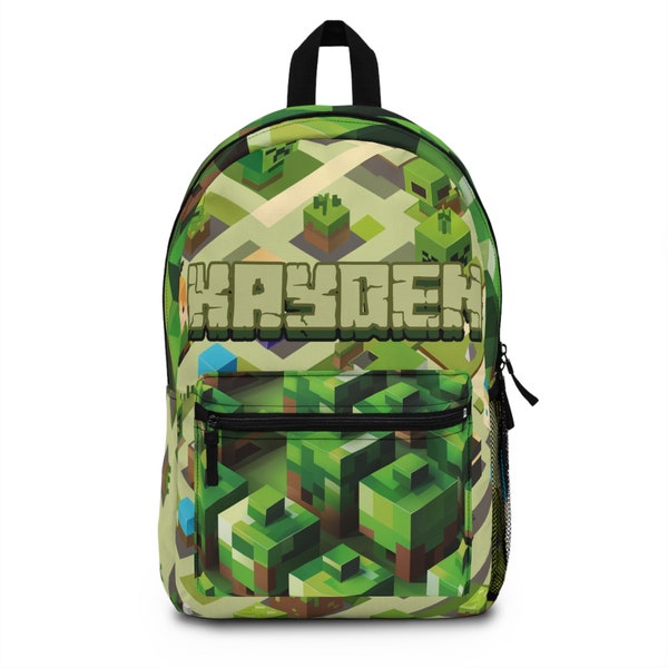 Pixel Camo Backpack - Trendy, Durable Green Pixelated Camouflage School Bag with HAS BEEN personalized Text, Ideal for Students and Gamers