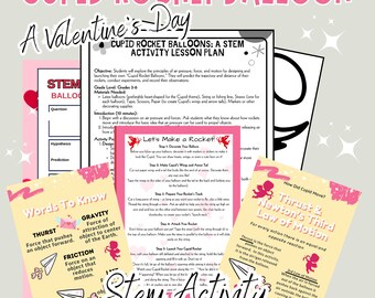 Cupid Rocket Balloons: A STEM Activity Lesson Plan, Classroom Activity, Valentine's Day Stem, Homeschool Activity, Science Fun, Cupid Fun