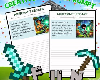 Minecraft Writing Prompt, creative writing, Homeschool, Classroom, Teachers, Mom, Writing Fun Prompts,  Fun Learning Ideas, Teens, Kids,