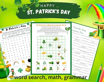 St. Patrick's Day Fun Activities, Classroom, DIY, kid's, leprechaun FunHands-on Learning, Children's Activity, Grammar