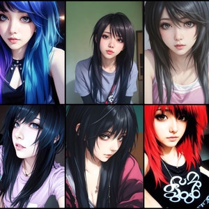Emo Scene Girls Soft Style/Ultra Reality Mashup Style Set Volume 2 X60 Digital Art Pack - Digital Print Posters, Wall decoration