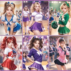 Cheerleader Girls Mix Soft Style/Ultra Reality Mashup Style Set Volume 1 X60 Digital Art Pack - Digital Print Posters, Wall decoration