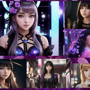 Piękne gwiazdy K-Pop/J-Pop w animowanym/reality stylu, obecność na scenie, tom 2, X61 Digital Art Pack - plakaty z wydrukami cyfrowymi, dekoracja ścienna
