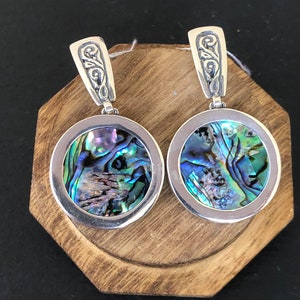 Abalone Shell Sterling Silver Boho Earrings, Gift for her image 2