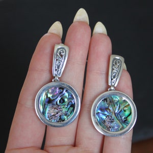 Abalone Shell Sterling Silver Boho Earrings, Gift for her image 4