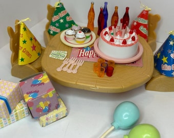 Birthday Party Calico Critter Set ~ Sylvanian Families | Vintage | Collectible | Rare Retired Furniture Play Set