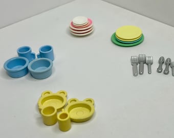 Calico Critters Dishware and Silverware~ Sylvanian Families | Vintage | Collectible | Rare Retired Furniture