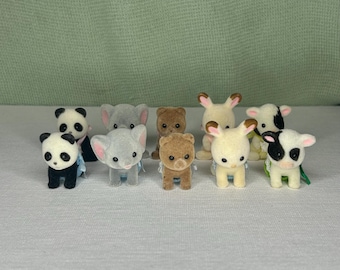 Conjuntos gemelos Calico Critter / Sylvanian Families ~ Vintage / Coleccionable ~ Panda, elefante, oso, conejo y vaca