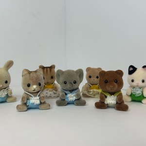 Calico Critter Twin Sets | Sylvanian Families ~ Vintage | Collectible ~ Panda, Elephant, Bear, Bunny, and Cow