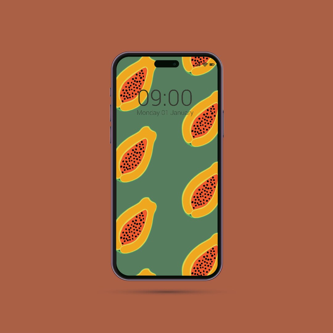 Cute Fruit Papaya Phone Wallpaper iPhone Home Screen Lock Screen Cute