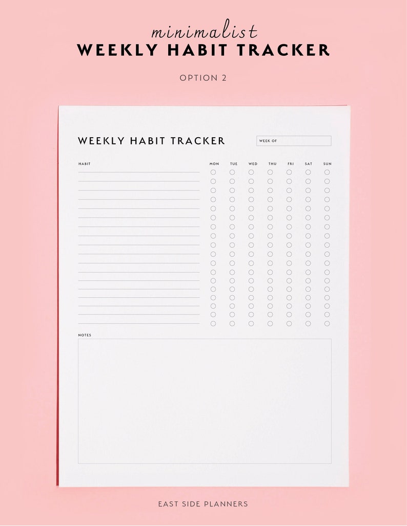 Weekly Habit Tracker Printable, Habit Tracker Template, Routine Tracker, 7 Day Habit Challenge