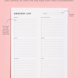 Grocery List Printable Template, Grocery Planner, Organize, Weekly Plan ...