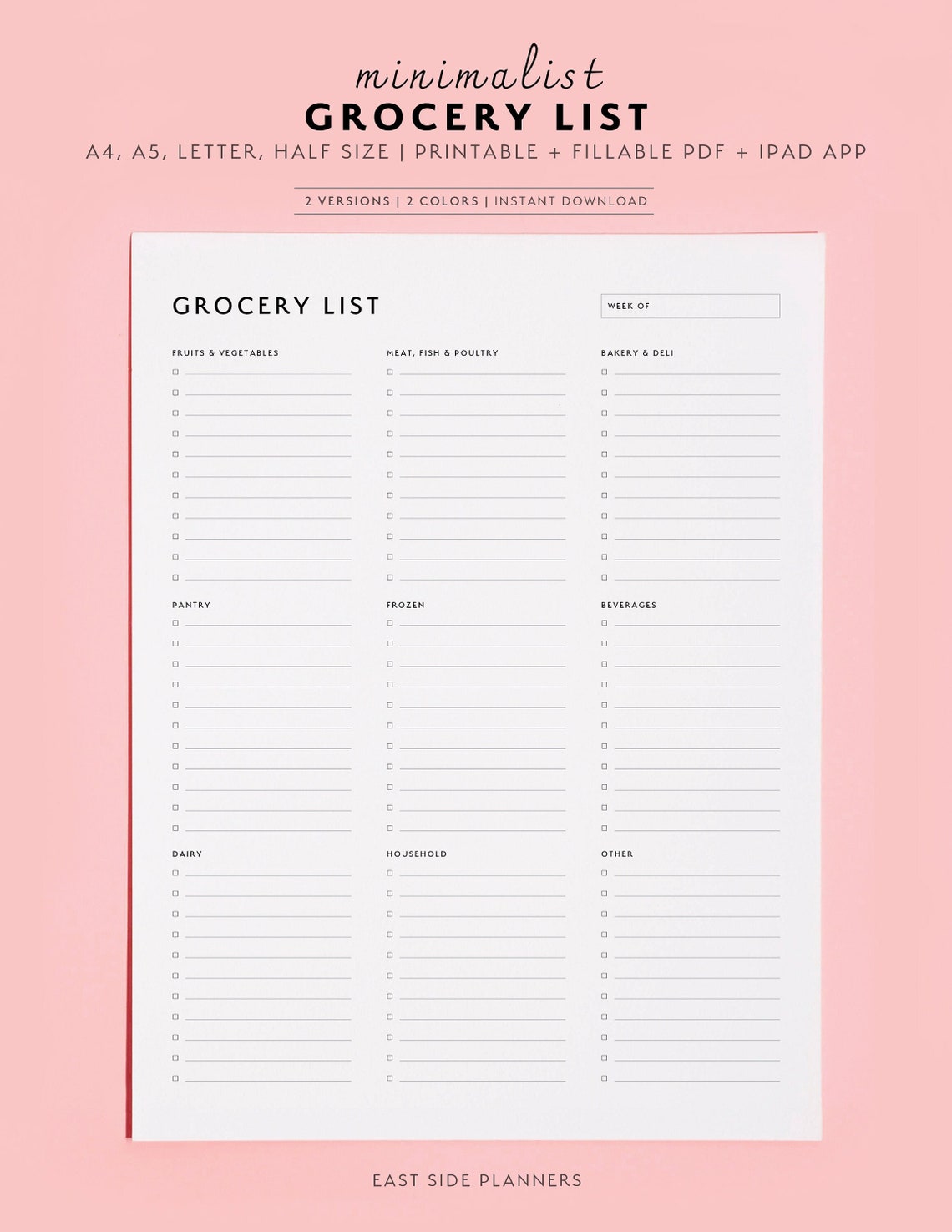 Grocery List Printable Template, Grocery Planner, Organize, Weekly Plan ...