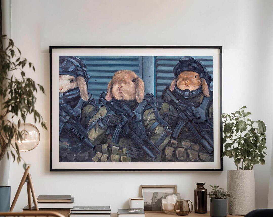 Furry Force | Rabbit Soldier Oil Painting | Bunny Army| Wall Art ...