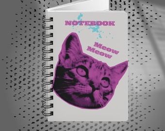 Kat spiraalvormig notitieboek, dagboek, 150 gelinieerde pagina's, kattenliefhebber, huiswerk, cadeau, schoolnotitieboekje