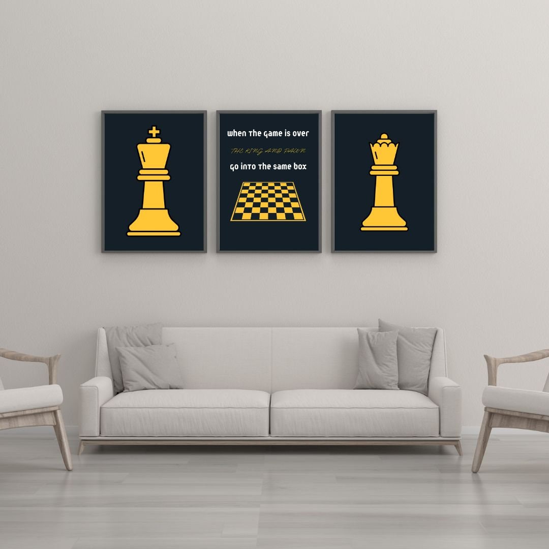 Chess Wall Art, Chess King Canvas Print, Chess Queen Canvas Print