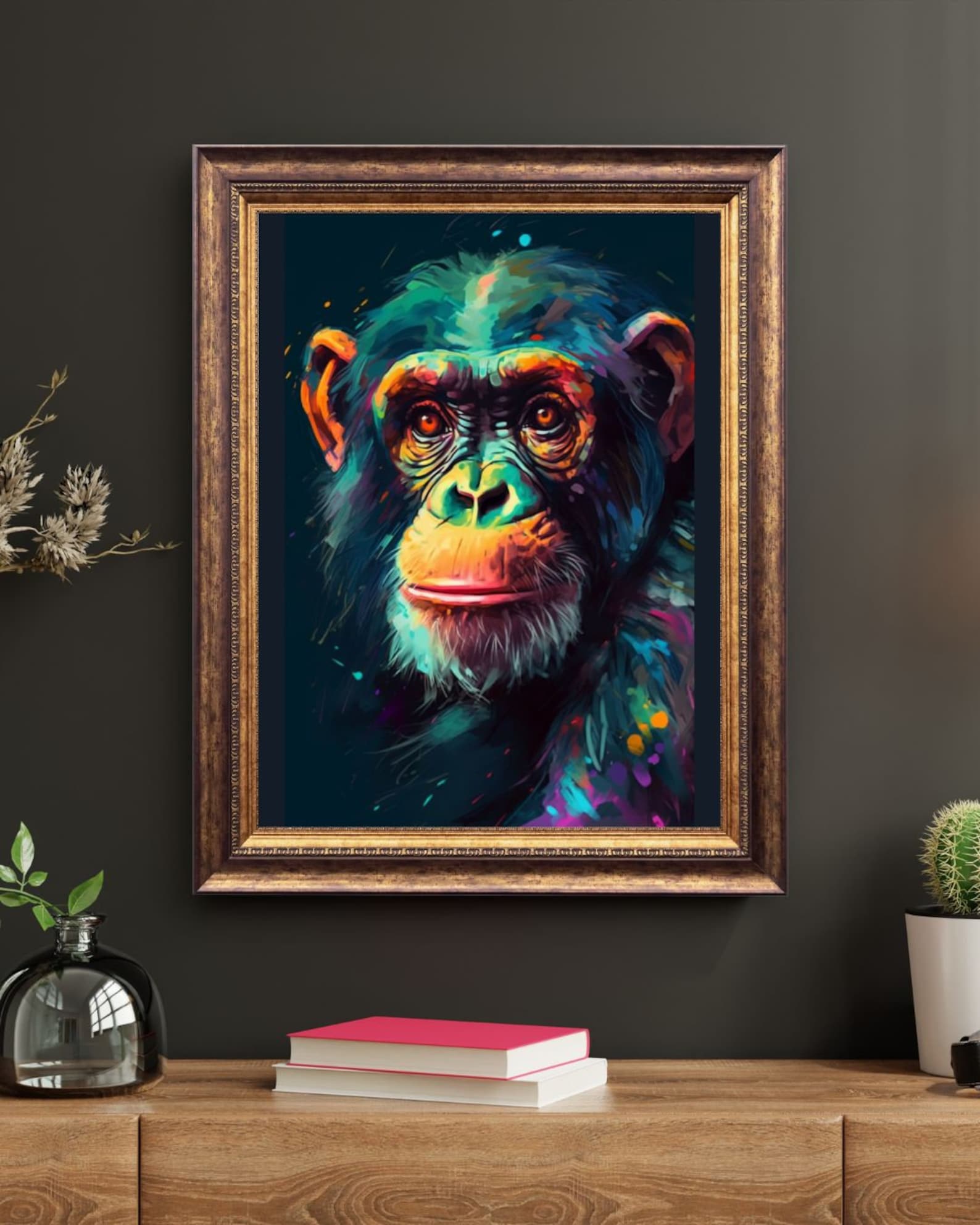 Oil Paint Monkey Digital Print, Wildlife Art, Nature Inspired Home ...