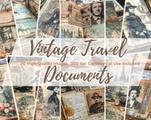 Vintage Travel Documents, Travel Journal, Grungy Photograph, Digital Download, Scrapbook, Layered Papers, Antique Documents, Travel Ephemera