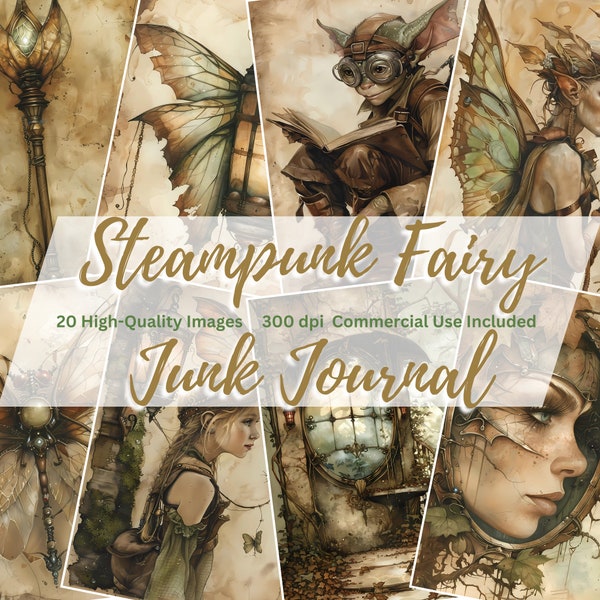 Steampunk Fairy Junk Journal Kit, Vintage Style Junk Journal Paper, Collage Printables, Fairytale Printables, Scrapbook Papers, Fantasy Page