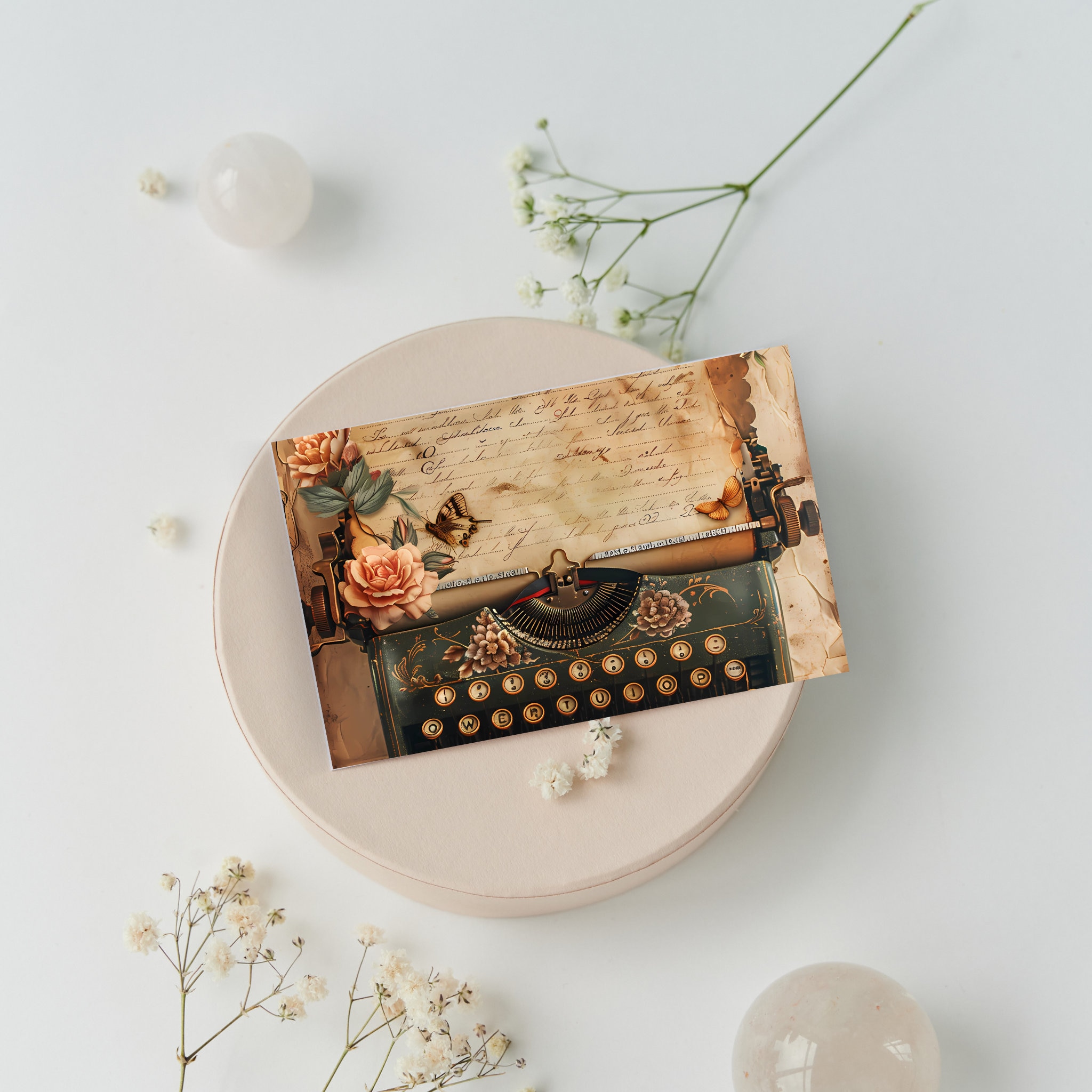 Lace Border Vintage Typewriter, Shabby Rose Lace Journal, Shabby Junk ...