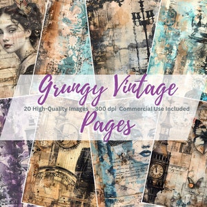 Grungy Vintage Pages, Printable Papers, Ephemera, Digital Download, Victorian Journal, Junk Journal, Industrial, Collage Sheet, Old Papers
