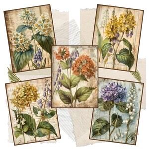 Vintage Botanical Prints Digital Kit, Flower Junk Journal Kit, Floral ...
