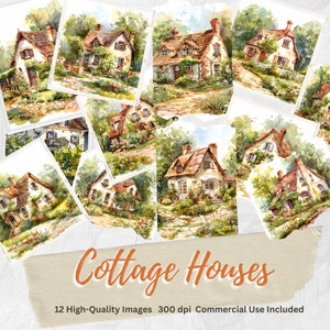Cottage Houses Clipart 12 High-Quality JPGs, Junk Journals, Paper Craft, Digital Download, Scrapbook, House Clipart, Country  Houses Clipart