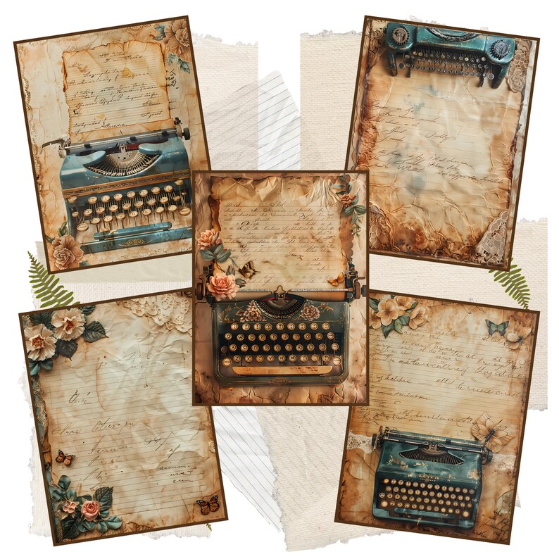 Lace Border Vintage Typewriter, Shabby Rose Lace Journal, Shabby Junk ...