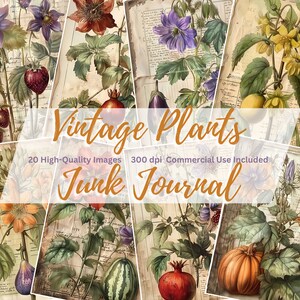 Vintage Plants Botanical Prints Junk Journal, Flower Junk Journal Kit, Floral Pages, Scrapbooking Paper, Botanical Pages, Journaling Papers
