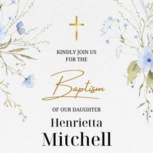 Invitations de baptême élégantes personnalisées, cartes d'invitation de baptême simples avec enveloppes, classique, calligraphie, invitation élégante,