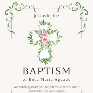 Invitations de baptême élégantes personnalisées, cartes d'invitation de baptême simples avec enveloppes, classique, calligraphie, invitation élégante,