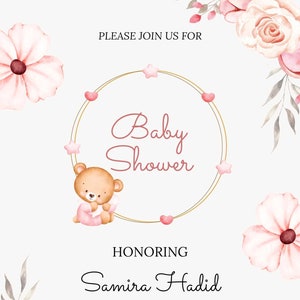 Individuelle klassische Babypartyeinladungen, einfache Babypartyeinladungskarten mit Umschlägen, Klassisch, Kalligraphie, elegantes Einladen,