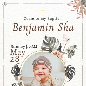 Invitaciones de bautizo con clase personalizadas, tarjetas de invitación de bautismo simples con sobres, clásico, caligrafía, invitación elegante,