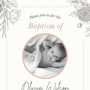 Invitations de baptême élégantes personnalisées, cartes d'invitation de baptême simples avec enveloppes, classique, calligraphie, invitation élégante,