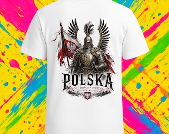 Polish Hussar T-Shirt – Patriotic Polska Winged Hussaria Warrior Design – Polish Heritage Shirt – Poland Pride Tee