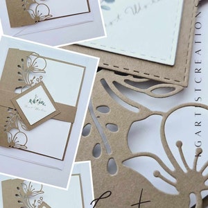 Une belle carte de voeux découpée à la main pour toutes les occasions avec une enveloppe gratuite. Meilleurs voeux de mariage. Anniversaire. Anniversaire. (Personnalisation)