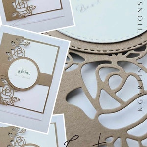Una hermosa tarjeta de felicitación cortada a mano para cualquier ocasión con sobre gratis. Mis mejores deseos de boda. Cumpleaños. Aniversario. (Personalización)