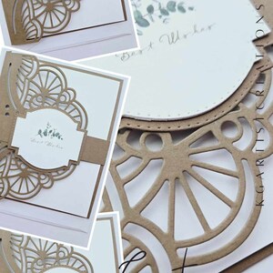Une belle carte de voeux découpée à la main pour toutes les occasions avec une enveloppe gratuite. Meilleurs voeux de mariage. Anniversaire. Anniversaire. (Personnalisation)
