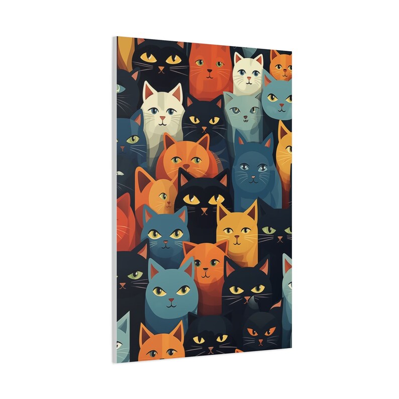 Cute Colorful Cats Canvas, Wall Art, Animal Canvas Etsy