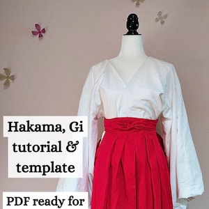 Hakama & Gi template and tutorial PDF, sewing instructions for Utahime, Kikyo, Bleach captain, free fake scar tutorial with purchase