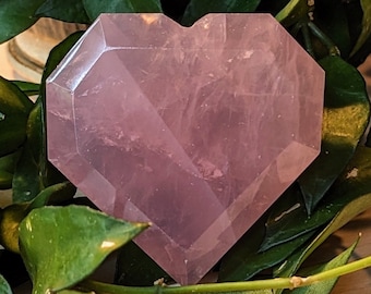 Rose Quarts Hearts | Detailed unique bevel | Faceted diamond edge | Super hard to find | Love & Healing Stone | Perfect Gift for Loved One