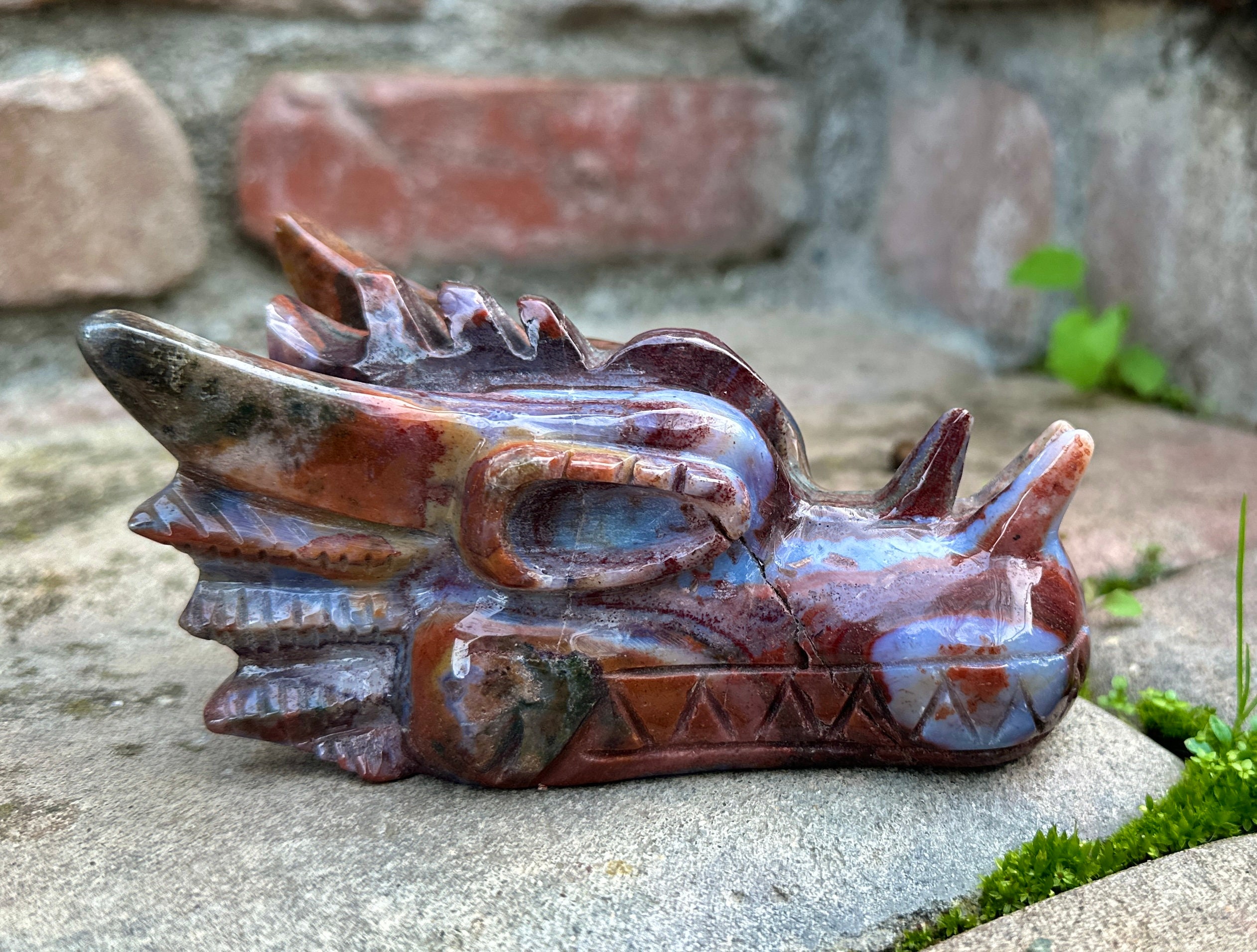 Ocean Jasper Dragon Head Carving: Rich Red Crystal Altar Gift - Etsy
