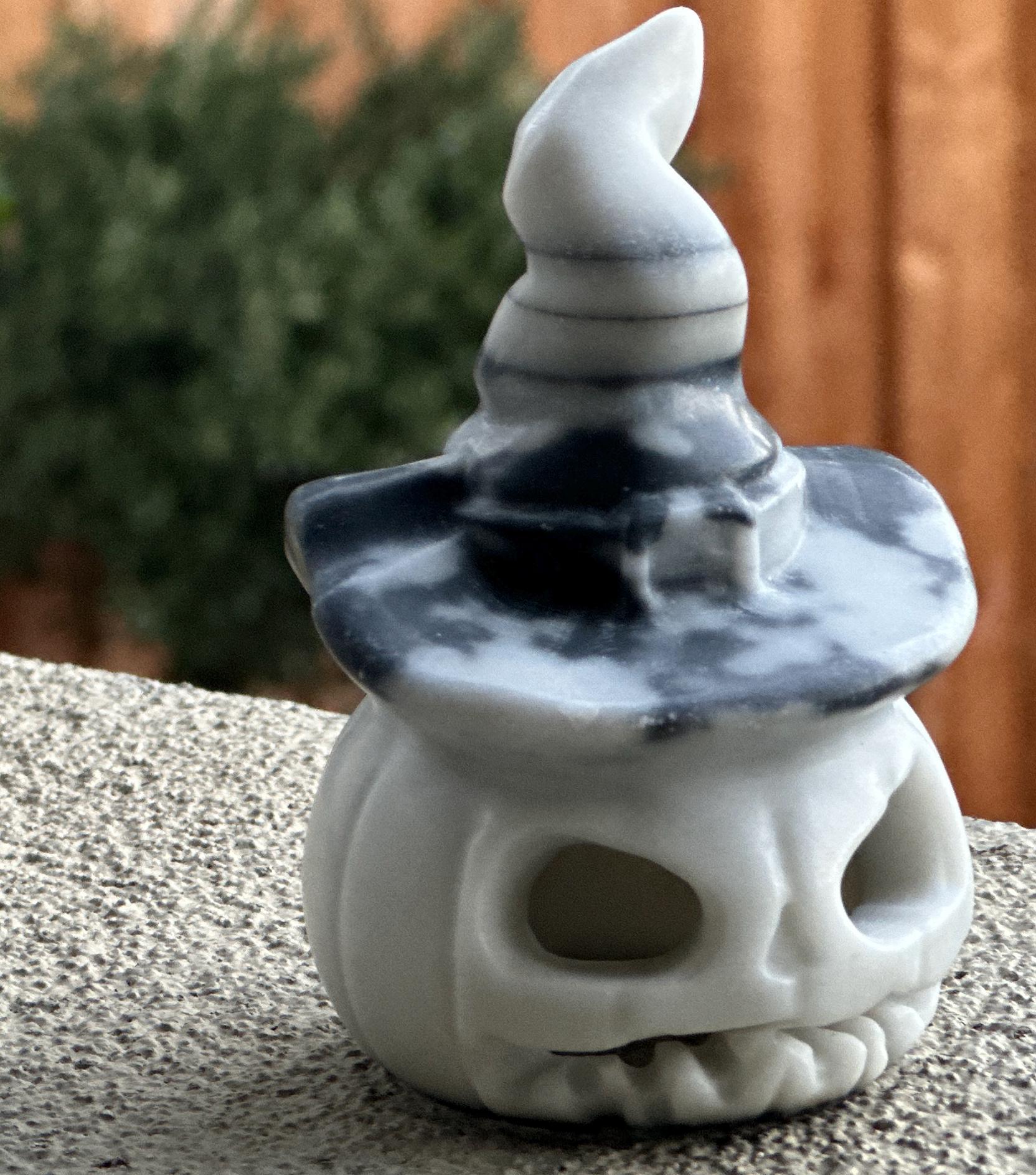 Zebra Jasper Jack-o-lantern: Hand-carved Halloween Crystal Decor